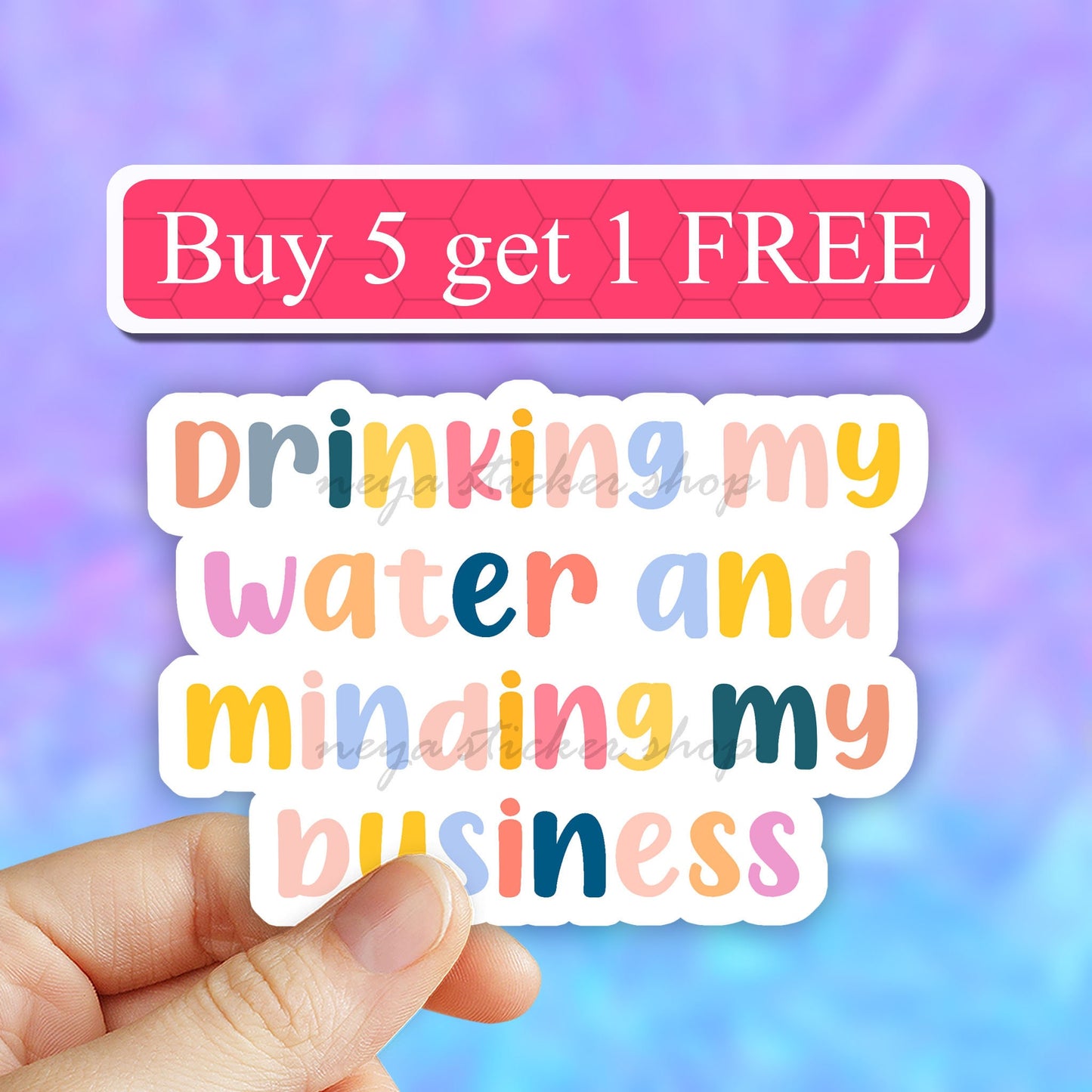 Drinking water and minding my business vinyl sticker, water bottle sticker, hydrate diedrate, funny water bottle decal, waterproof decal