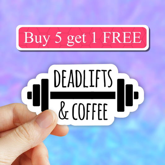 Dead lifts and coffee sticker, gym decal, coffee workout stickers, weights sticker, motivational stickers, weight lifting sticker, laptop
