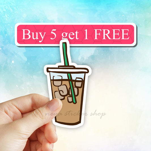 Iced Coffee Sticker, Coffee Stickers, Laptop Stickers, Waterbottle Stickers, coffee decal, Tumbler Decal, Computer Stickers, coffee lover