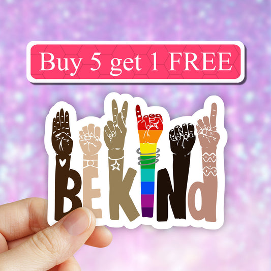 Be kind sticker, kindness stickers, Pride month stickers, LGBTQ , BLM, ASL, Rainbow, kindness diversity, laptop stickers, car stickers
