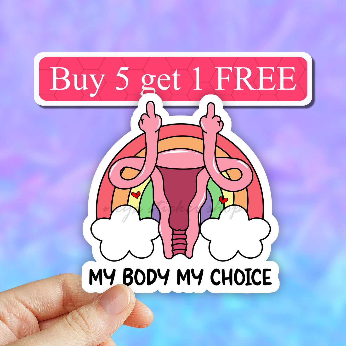 My body my choice uterus Sticker, pro choice sticker, reproductive rights, women's rights, pro choice, roe v wade, abortion laptop stickers