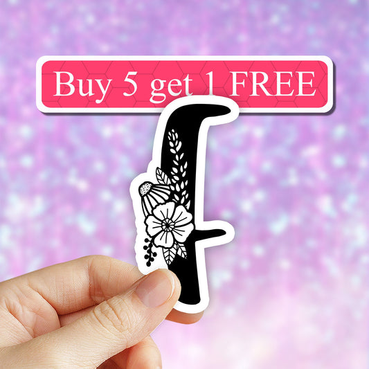 Floral Letter F Sticker, Vinyl Sticker, Best Friend Gift, Laptop Decals, Name Stickers, Monogram Stickers, Floral Sticker, Waterproof Decal