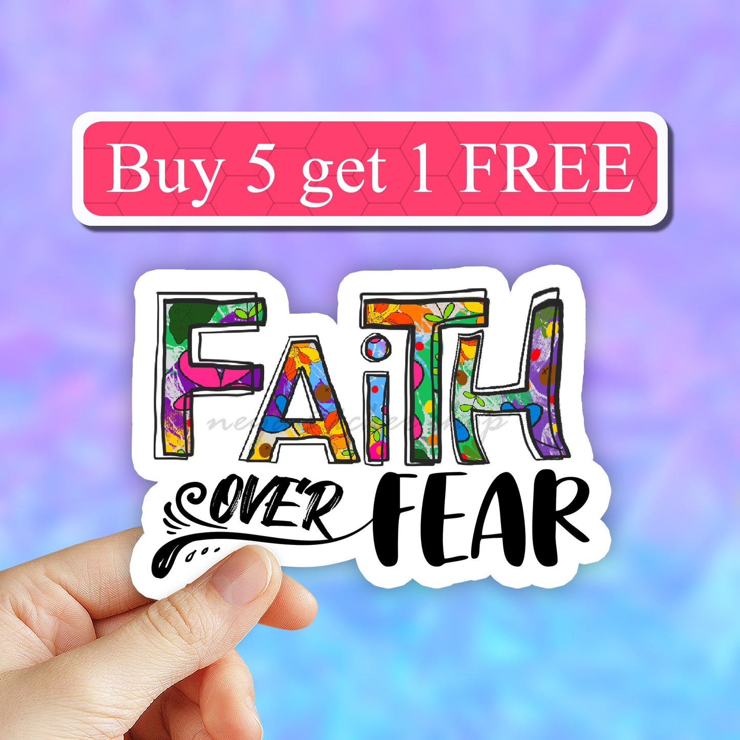 Faith over fear Vinyl Sticker, Christian Stickers, Jesus Stickers, God Stickers, Religious decals, Laptop Sticker, Waterproof Stickers