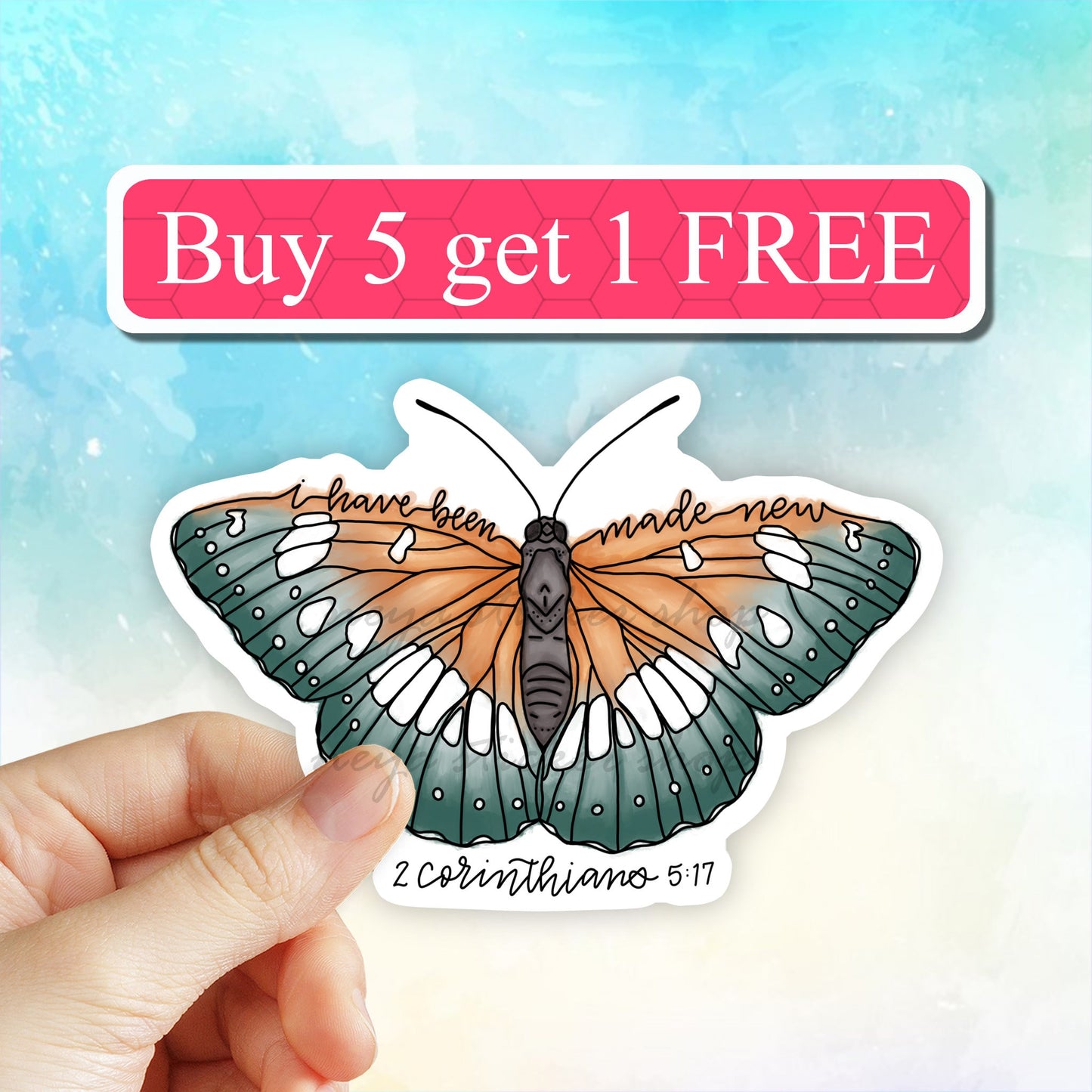 I Have Been Made New Butterfly Sticker, Christian Sticker, Jesus Decal, God Sticker, Religious Label, Laptop Sticker, Car Decal, Waterproof