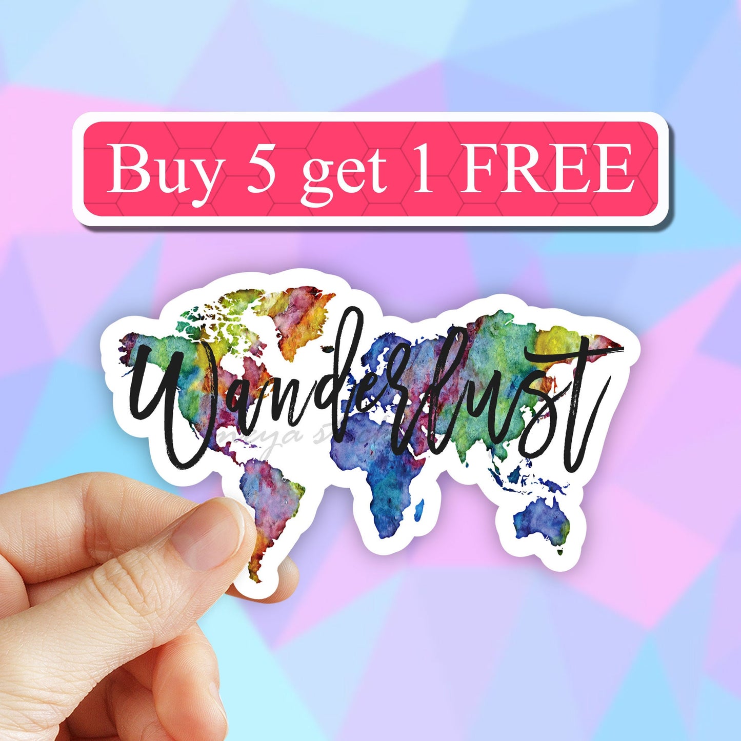 Wanderlust Sticker, Travel Stickers, World Map Laptop Sticker, Adventure camping Stickers, Water bottle Stickers, Computer Stickers, tumbler