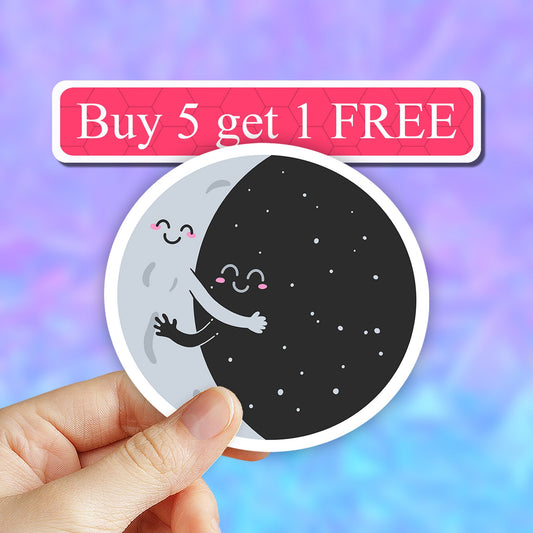 Hug Moon Stickers, moon phase stickers, just a phase sticker, trending stickers, vinyl stickers, computer stickers, waterproof stickers