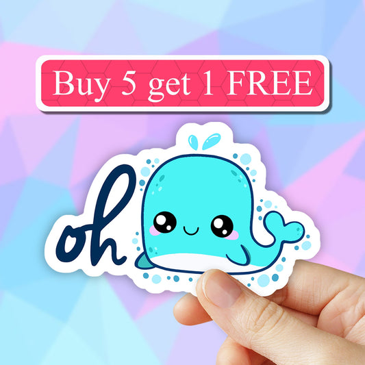 Oh Whale Sticker, Laptop stickers, Aesthetic Stickers, Water bottle Stickers, Computer stickers, Waterproof Stickers, Vinyl Decal